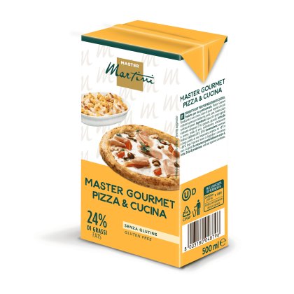 Sárga 500ml-es Master Martini Master Gourmet Pizza & Cucina krém, gluténmentes, 24% zsír, pizzához és gratinhoz