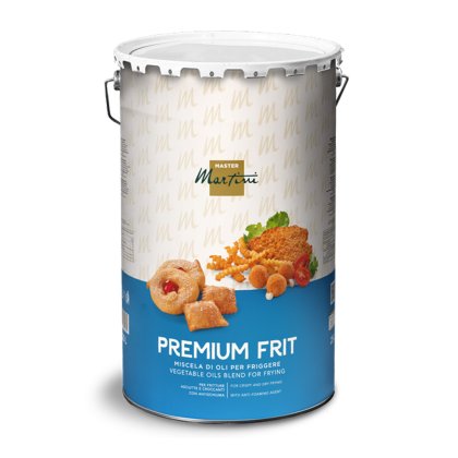 Master Martini Premium Frit fém vödör, növényiolaj-keverék sütéshez, sült ételek képeivel.