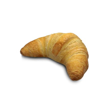 Aranybarna, leveles, félhold alakú croissant fehér háttéren.