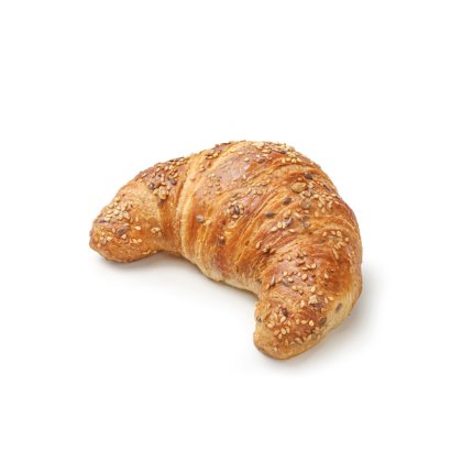 Aranybarna kifli kevert magokkal, félhold alakban, fehér háttéren.
