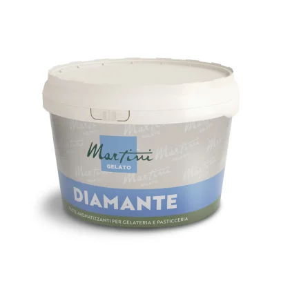 Fehér műanyag doboz Martini Gelato Diamante ízesítő pasztával fagylalthoz és cukrászathoz.