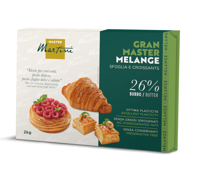 Master Martini Gran Master Melange 2kg doboz, 26% vaj – croissant, dán sütemény, leveles tészta.
