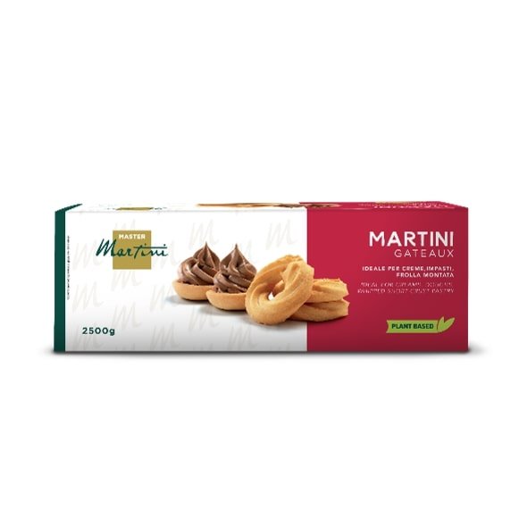 Master Martini Gateaux doboz, 2500g, növényi omlós tészta csokoládés tortákkal és tésztagyűrűkkel.