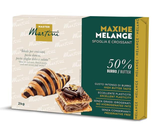 Master Martini Maxime Melange 2kg-os doboz croissant-hoz és leveles tésztához, 50% vaj, csokoládés croissant-tal