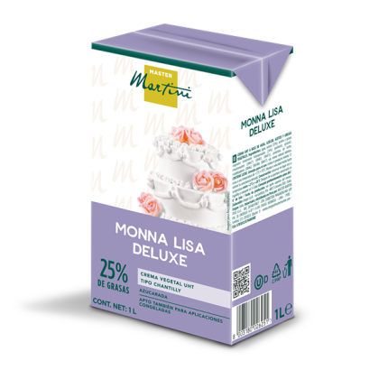 Lila 1L-es Master Martini Monna Lisa Deluxe habtejszín doboz, 25% zsír, emeletes tortával